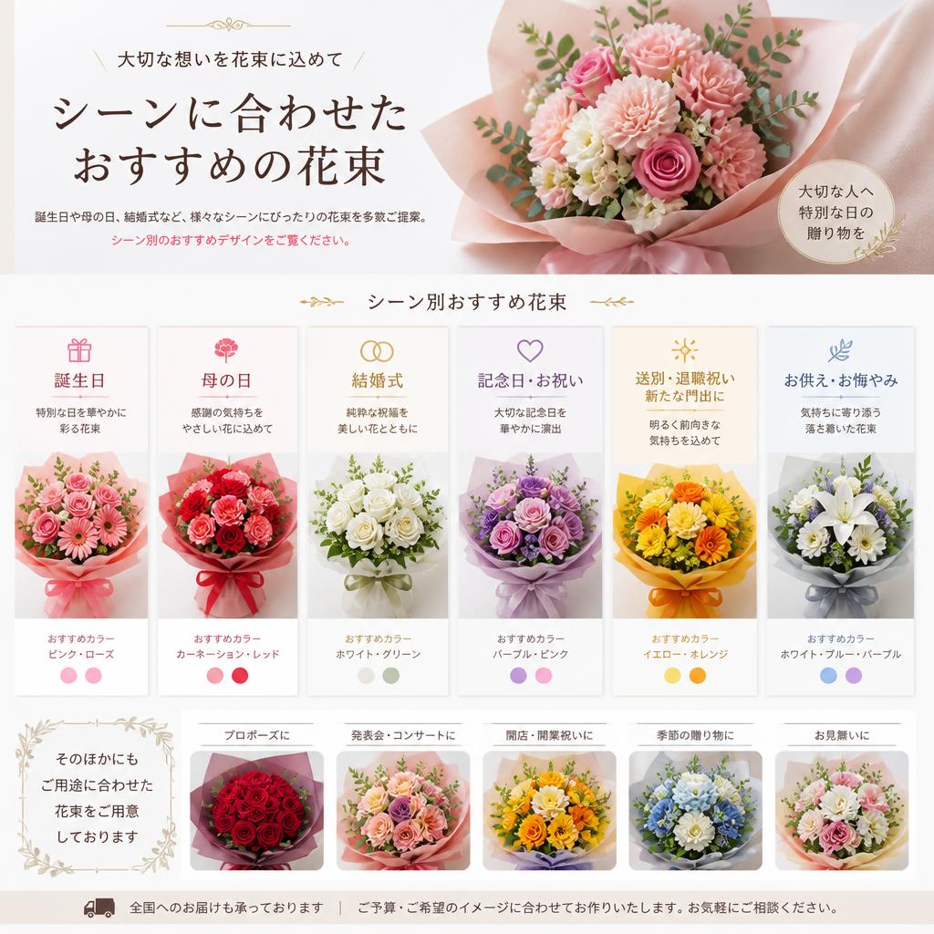 シーンに合わせた花束デザイン