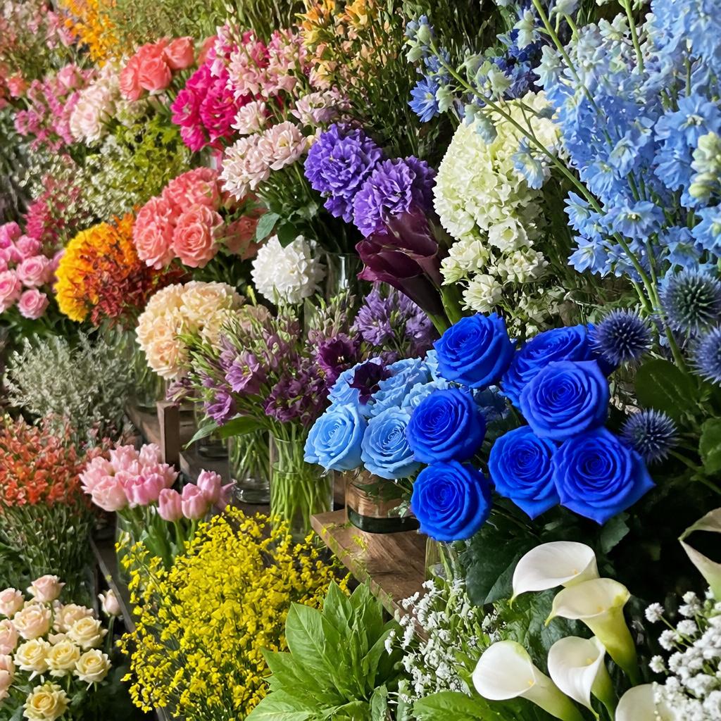 青いバラ以外のお花も